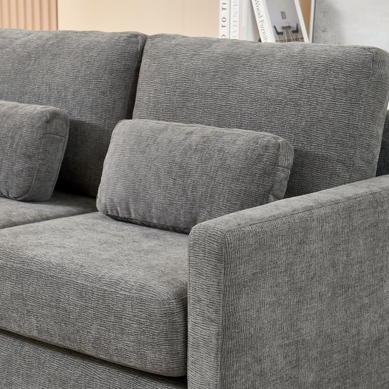 58.66"Small Modern Loveseat Sofa,Mid Century Chenille Fabric 2-Seat Couch Love Seat with Back Cushions
