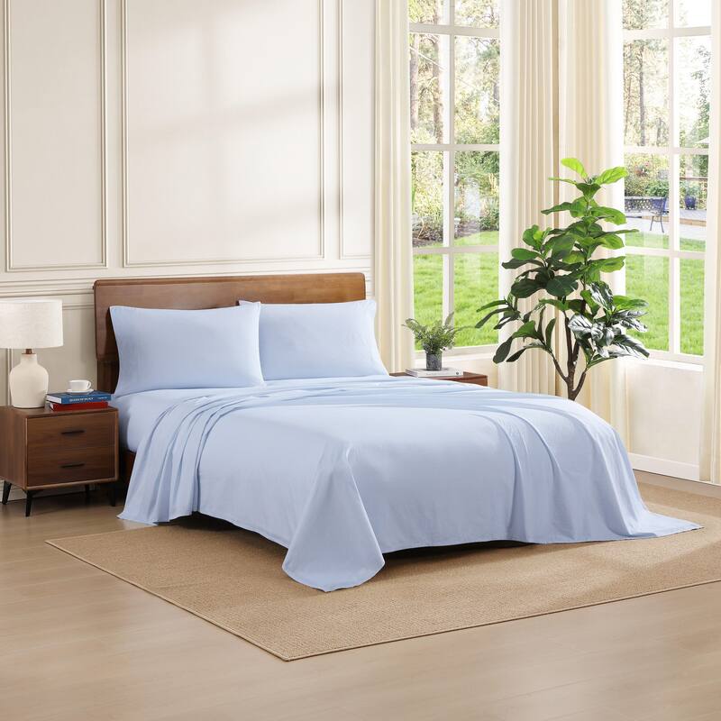 Tommy Hilfiger Printed Cotton Percale Sheet Set - Ithaca Stripe Light Blue - King