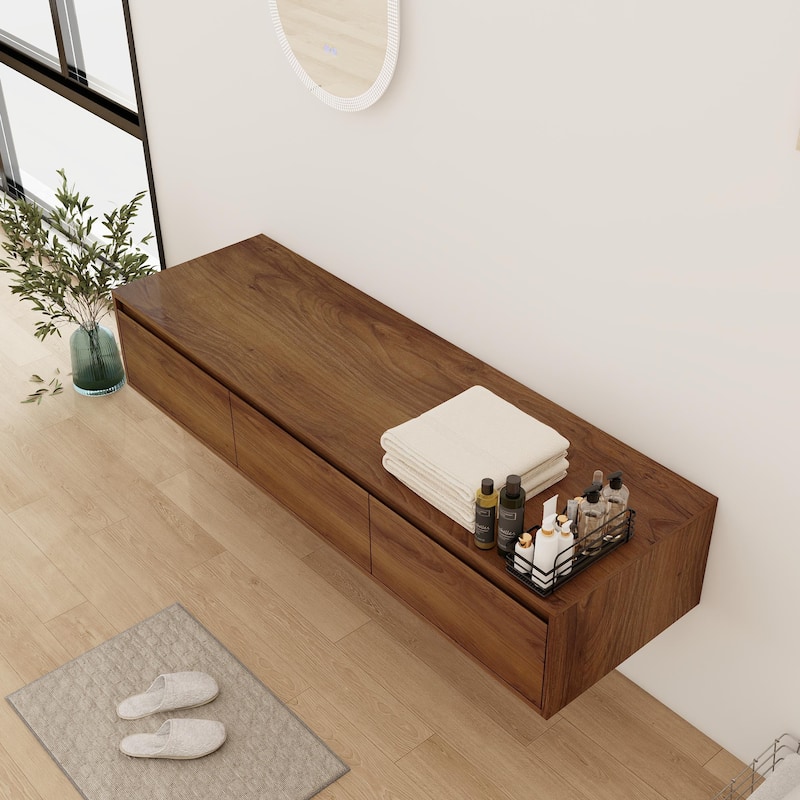 Bathroom Vanity With Sink In 30/60 Inch, Floating Bathroom Vanity With Soft Close Drawer