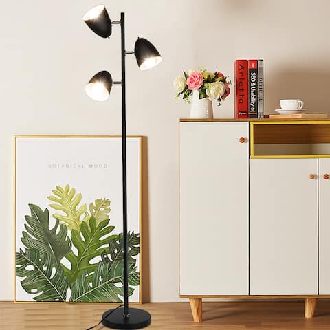 Depuley 3-Light Tree Floor Lamp Industrial Standing Reading Light with Adjustable Heads for Living Room - N/A