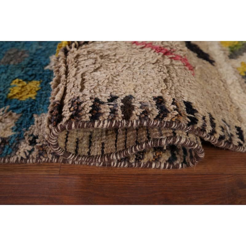Geometric Plush Moroccan Rug Hand-Knotted Bedroom Wool Carpet - 7'1" x 10'3"