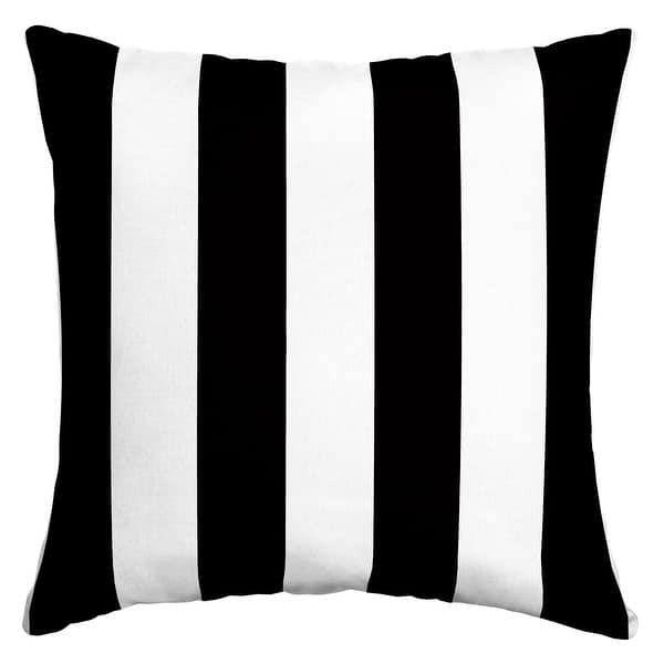 slide 2 of 19, ARDEN Outdoor 16 x 16 in. Square Pillow 16" W x 16" D - Black Cabana Stripe