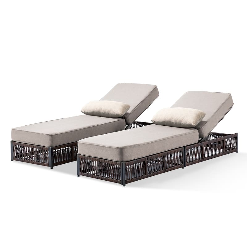 Pocassy Outdoor Lounge Chairs, Pool Lounge Chairs with Adjustable Backrest