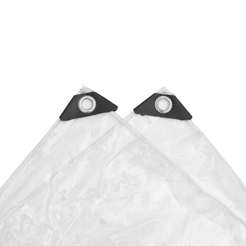 vidaXL Clear Tarpaulin with Eyelets 6.6/9.8x6.6/9.8/13.1/16.4/19.7/26.2' PVC - Transparent