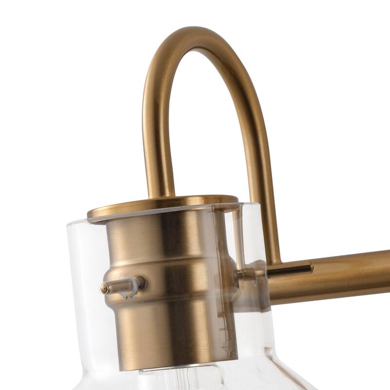 Modern Gold 3-Light Vanity Light with Clear Glass Shades for Bathroom