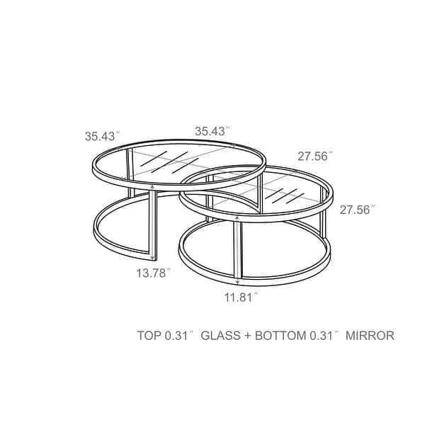 Somette 2-in-1 Round Nesting Cocktail Table Set - Cocktail Table - Cocktail Table