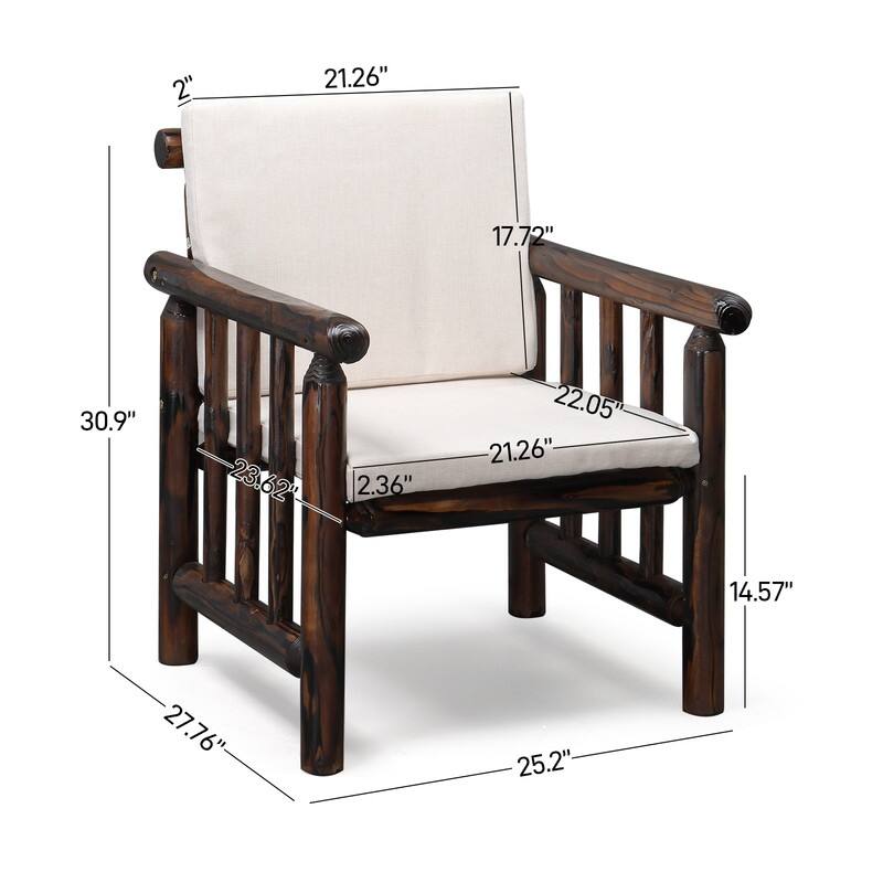 Cedar 4-Piece Wood Patio Conversation Set with Beige Cushions for Afternoon Tea & Conversation