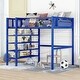preview thumbnail 1 of 7, Blue Modern Style Twin Size Multi-functional Loft Bed with 4-Tier Shelves, Workstation, and Storage, Sturdy Metal Frame Twin - Blue