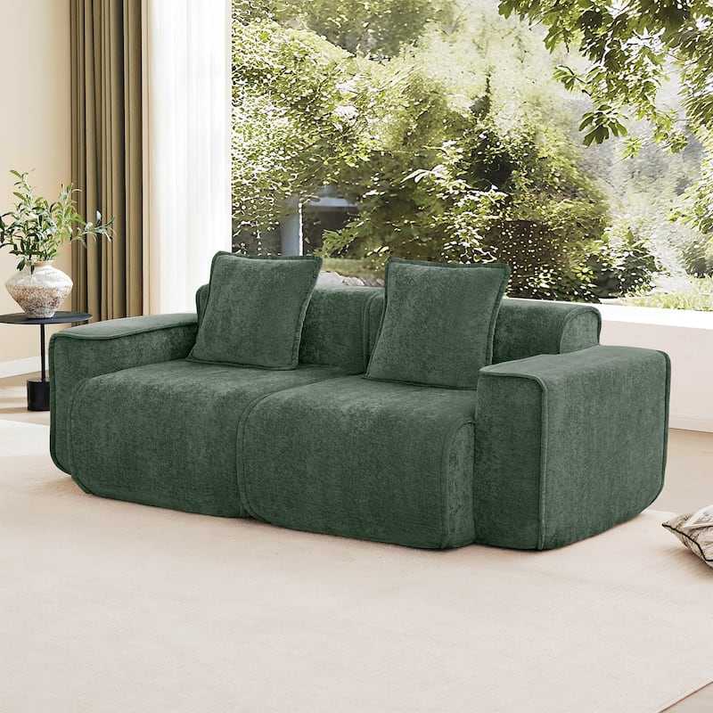 Streamlined Design Modular 2 Seat Boneless Velvet Fabric Sofa - 8' x 10'