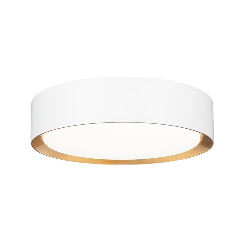 Z-Lite 1014F12-LED Kawan 12" Wide Flush Mount Drum Ceiling Fixture - Matte White / Modern Gold