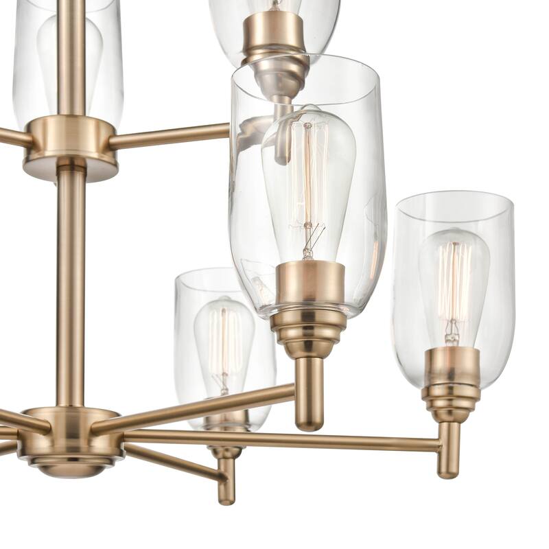 Millennium Lighting Arlett 9 Light Chandelier in Modern Gold with Clear Glass Shades