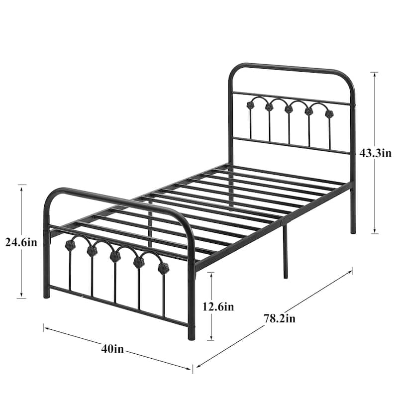 VECELO Industrial Metal Platform Bed Frame with Headboard Twin/Full/Queen/King Size Bed