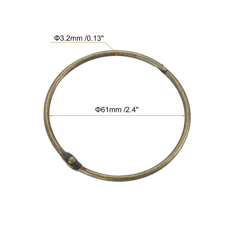 Shower Curtain Rings, 24pcs Loose Leaf Binder Rings - Bronze - 2.4 Inch