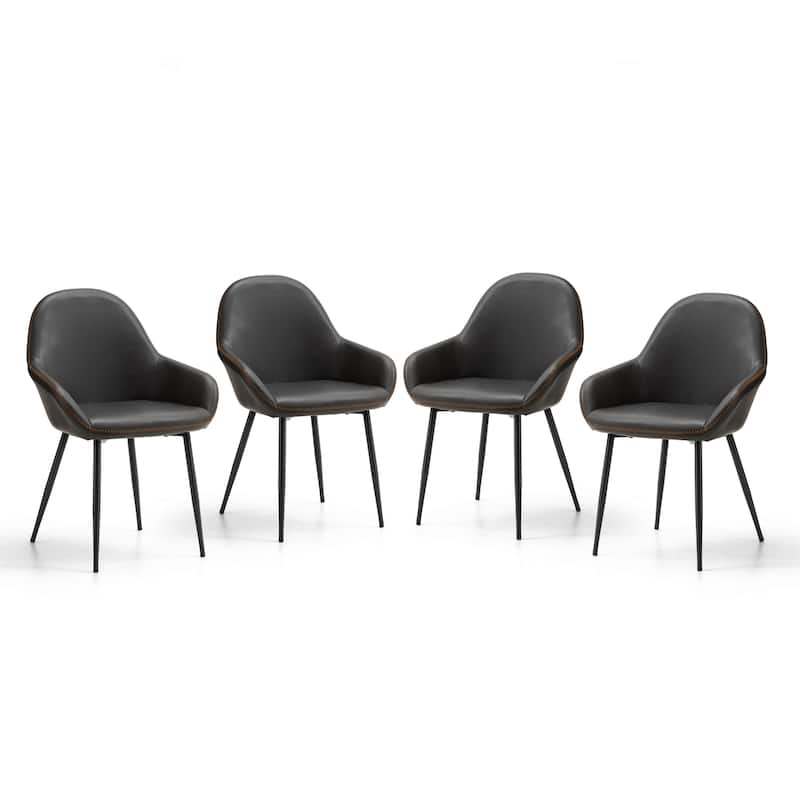 Glitzhome Set of 2/4/6 Mid-Century Modern Faux Leather Accent Dining Chairs