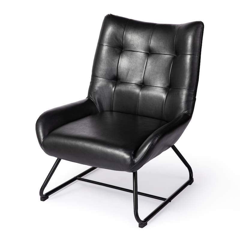 Glitzhome 35.5"H Leatherette Wingback Accent Chair With Metal Legs