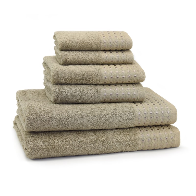 East'N Blue Petek Turkish Cotton Bath Towel Set (Set of 6) - (2 Bath Towel, 2 Hand Towel, 2 Washcloth) - Sage