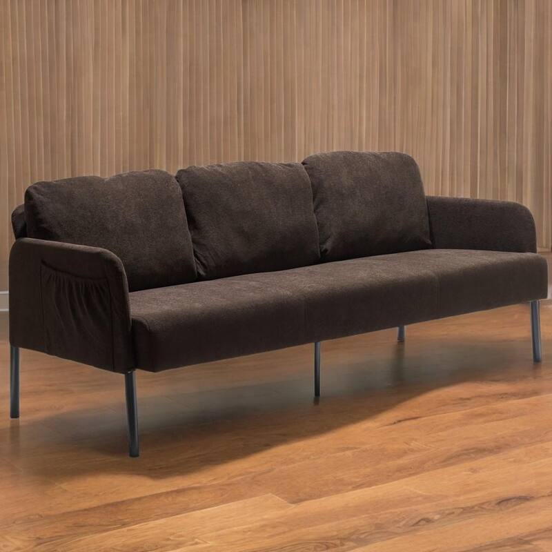 3 Seater Polyester Fabric Sofa, Modern Upholstered Sofa, Comfy Small Couches for Small Space Living Room, Bedroom, Office
