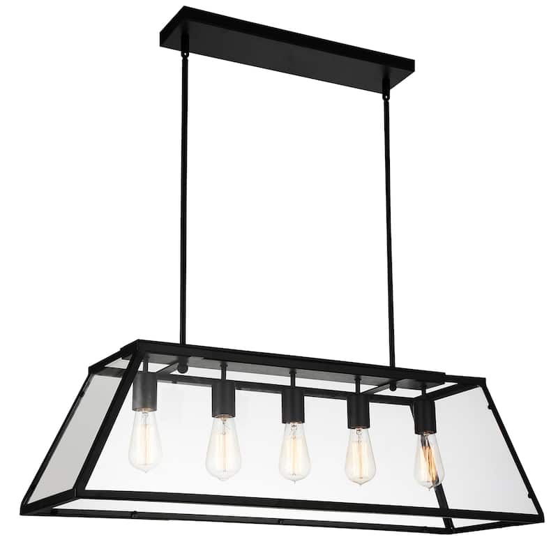 Alyson 5 Light Down Chandelier With Black Finish - Black
