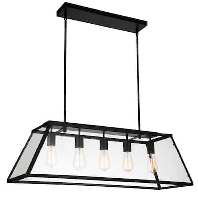 Alyson 5 Light Down Chandelier With Black Finish