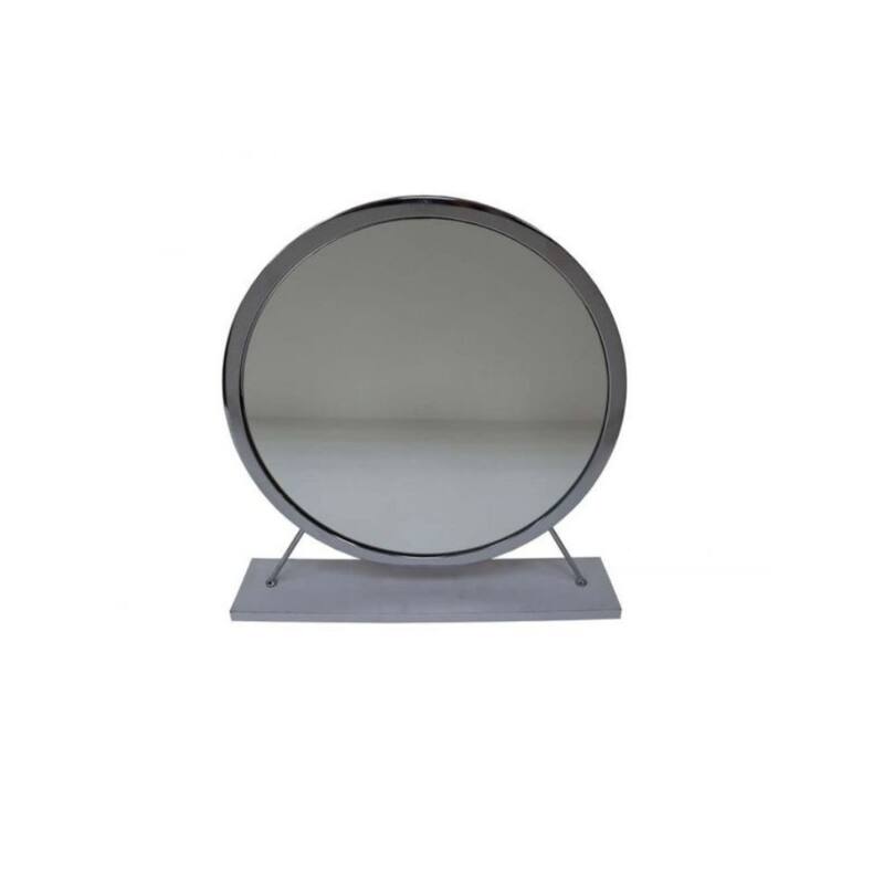 HomeRoots 19" Gray Round Metal Framed Freestanding Mirror - 19' X '19' X '4