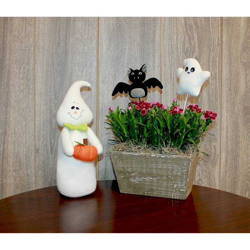 4" Halloween Ghost on a 8" Floral Pick, Set of 6