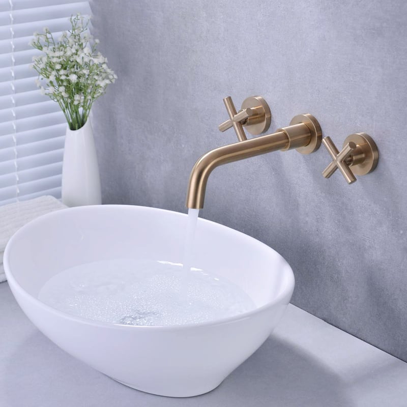 PROOX 360 Rotation Double Handle Wall Mounted Bathroom Faucet