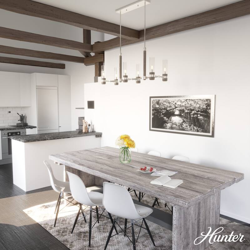Hunter River Mill 6-Light Rustic Linear Chandelier - Island, Dining Room - Mountain, Modern Farmhouse, Transitional