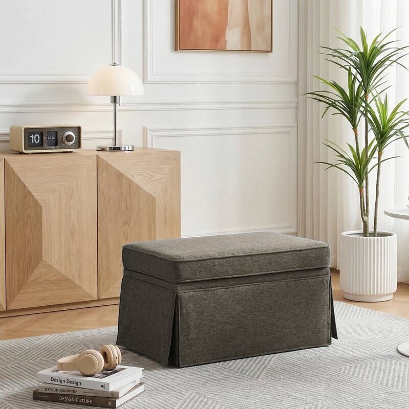 Rectangle Chenille Upholstered Storage Ottoman