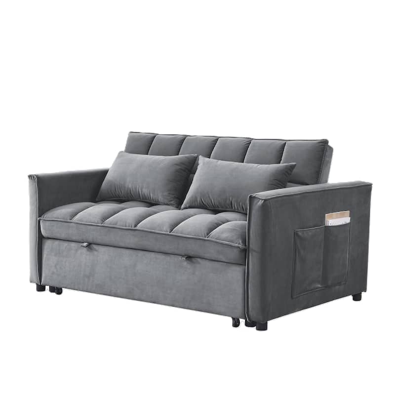 Modern Convertible Futon Sofa Bed,Adjustable Backrest,Armrest Holders