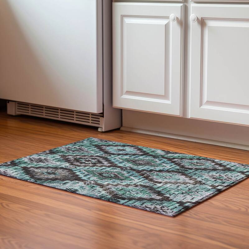 Premium Washable Super Soft Boho Global Mayfield Rug - Teal - 1'8" x 2'6"