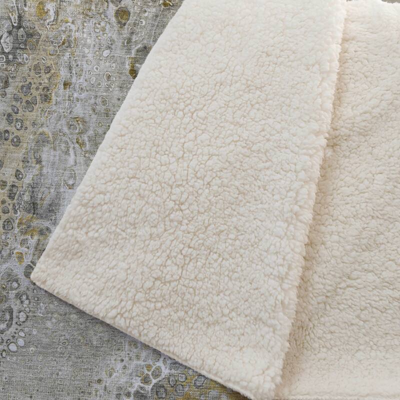 Premium Machine Washable Modern Fusion Sherpa Throw Blanket