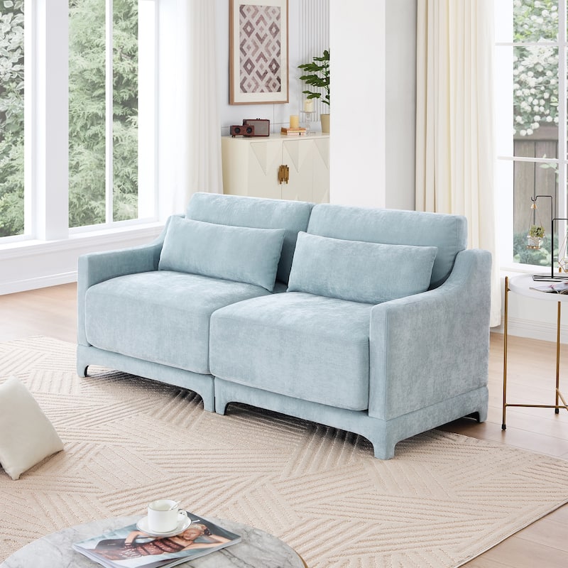 GDFStudio - Llewellyn Two-Seater Chenille Sofa - Sky Blue