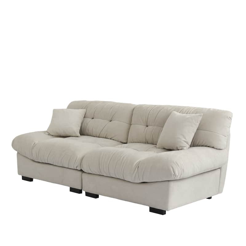 89" Suede Sectional Sofa Cloud Shape Couch for Living Room