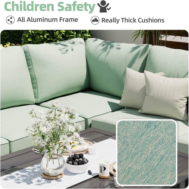 AECOJOY Aluminum Patio Furniture Set Outdoor Conversation Table and Chair