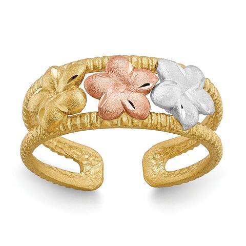 14K Yellow and Rose Gold with White Rhodium Plated Plumeria Toe Ring by Versil