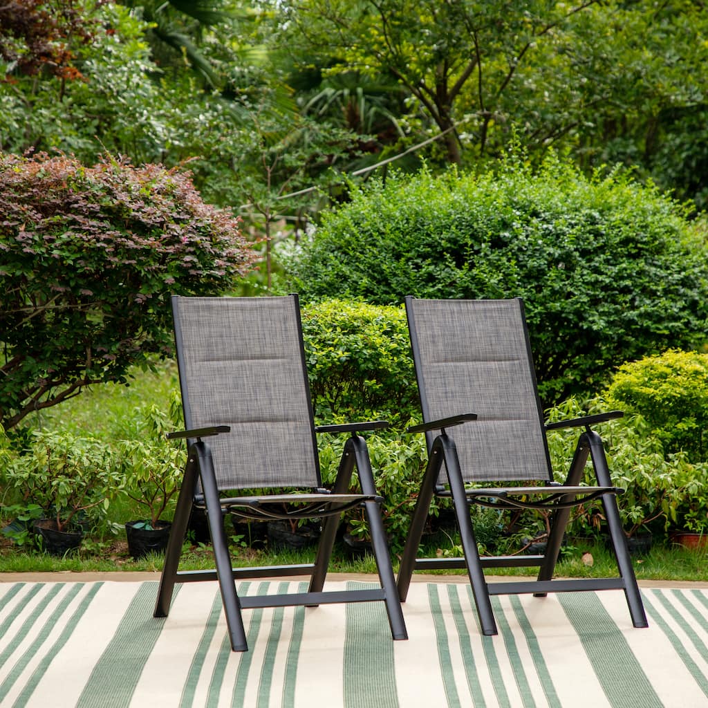 Set of 2/4/6/8 Foldable & 7-Angle Adjustable Padded Patio Dining Chairs
