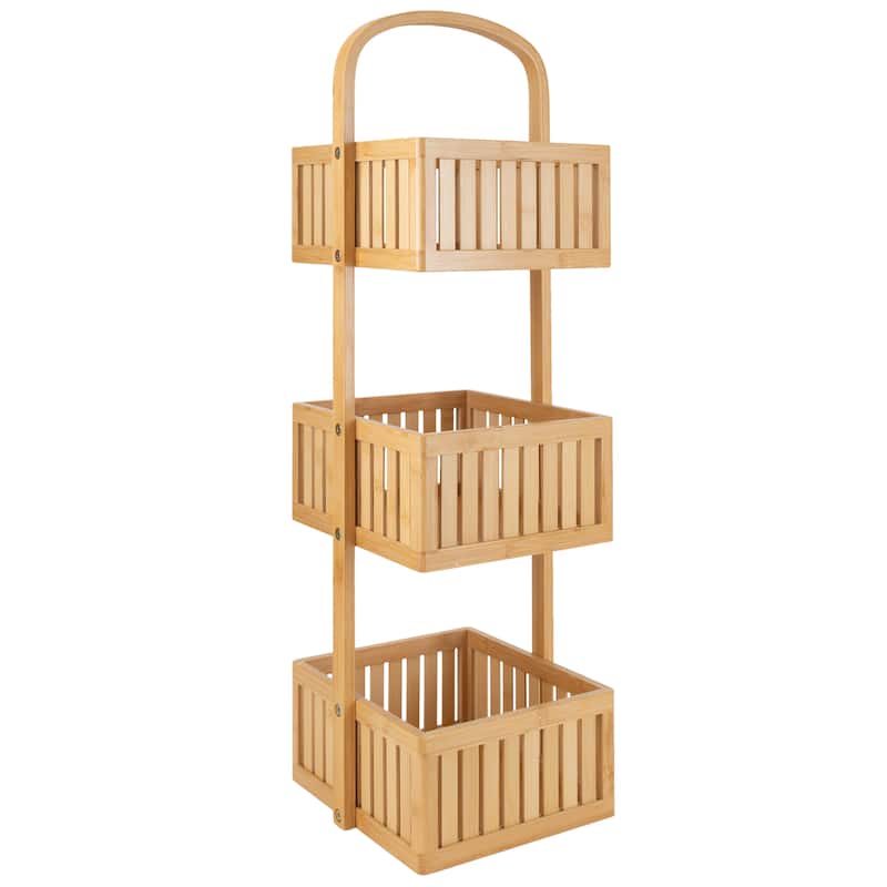 Organize It All 3 Tier Bamboo Stationary Caddy - 10.63" x 10.63" x 32"