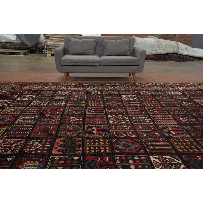 Hand Knotted Oriental 100% Wool Carpet Traditional Geometric Red Bakhtiari Area Rug - 14' 10'' X 11' 0''