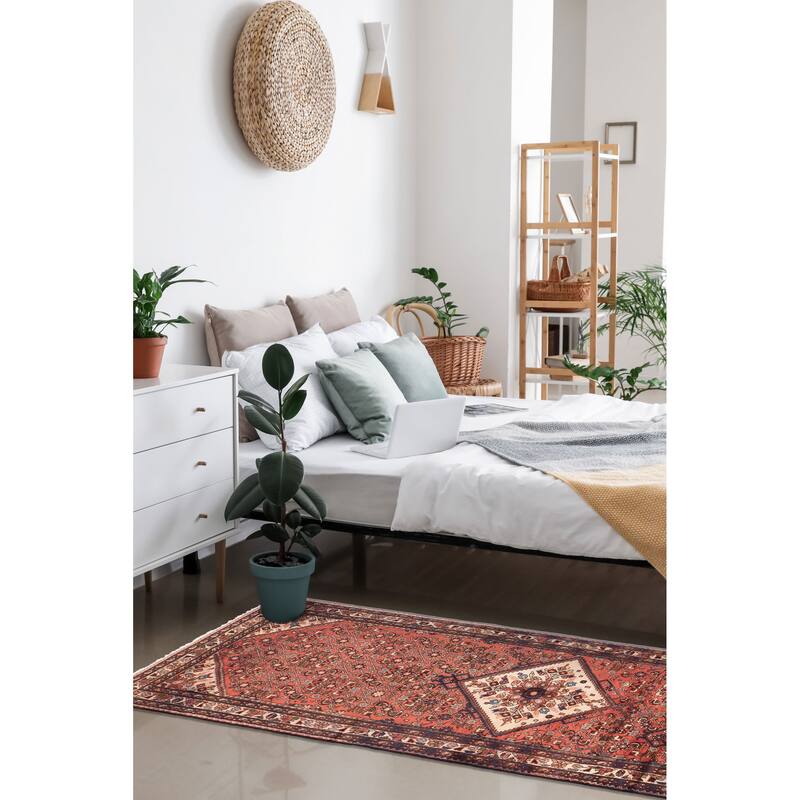 ECARPETGALLERY Hand-knotted Andelz Red Wool Rug - 3'8 x 10'4