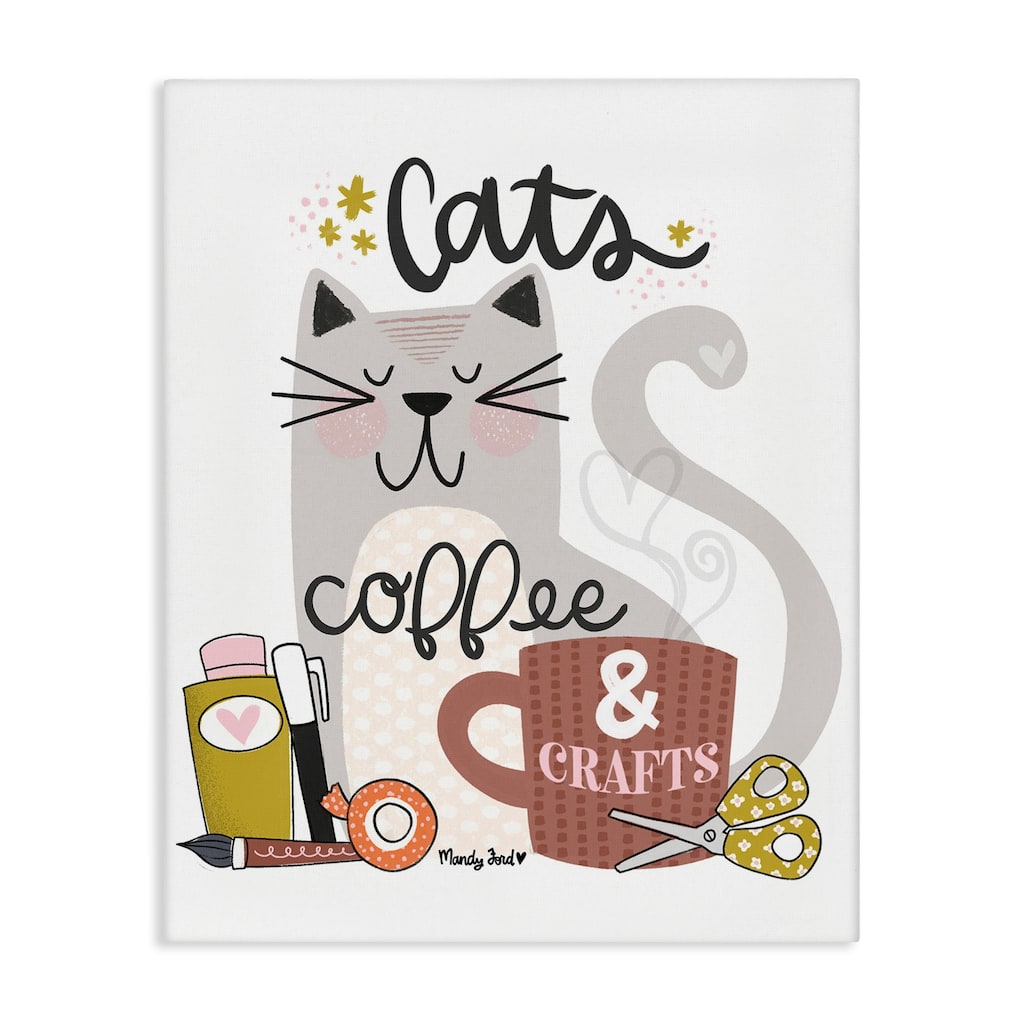 Stupell Cats Coffee & Crafts Canvas Wall Art Design By Mandy Ford Art + Illustration