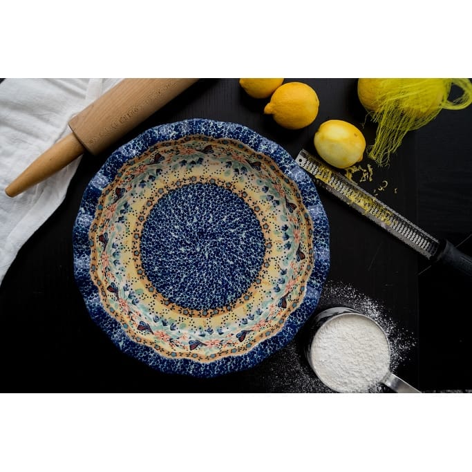 Blue Rose Polish Pottery Z159 Manufaktura Pie Plate