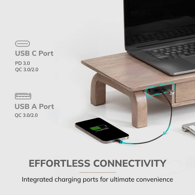 Jani Wood Monitor Stand Riser Desk - Ergonomic Design Stand, Desktop Organizer Table for Home, Office Workspace, Gaming Desk