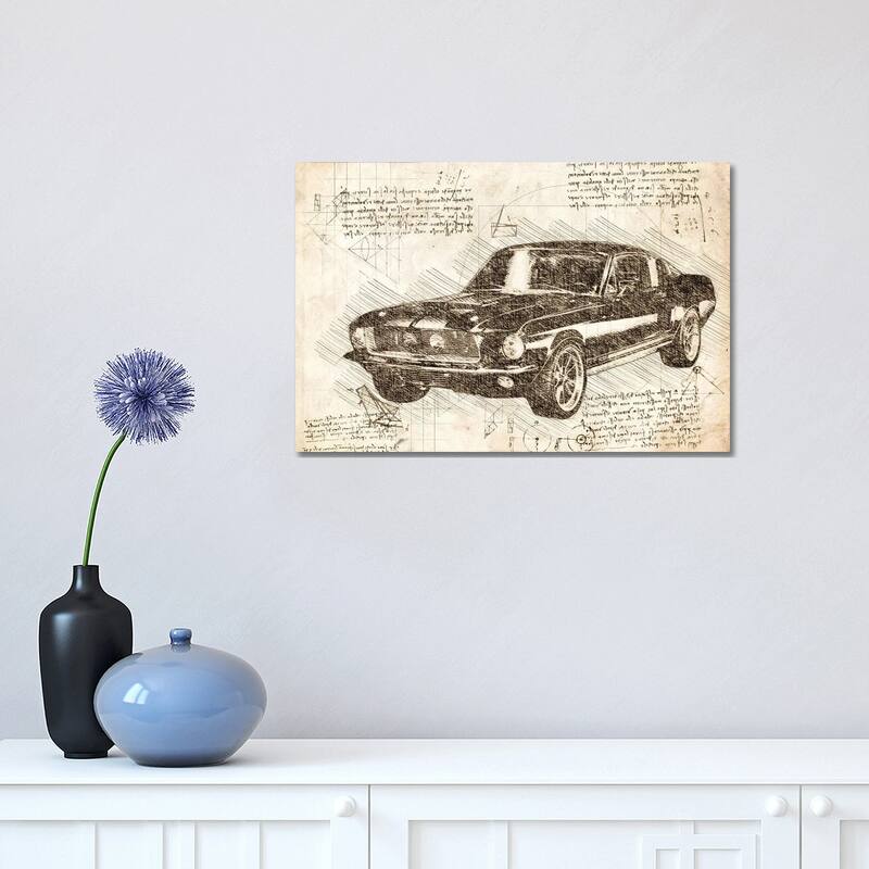 iCanvas "Sepia 1967 Ford Mustang Muscle Car" by FisherCraft Canvas Print - 12x18x1.5