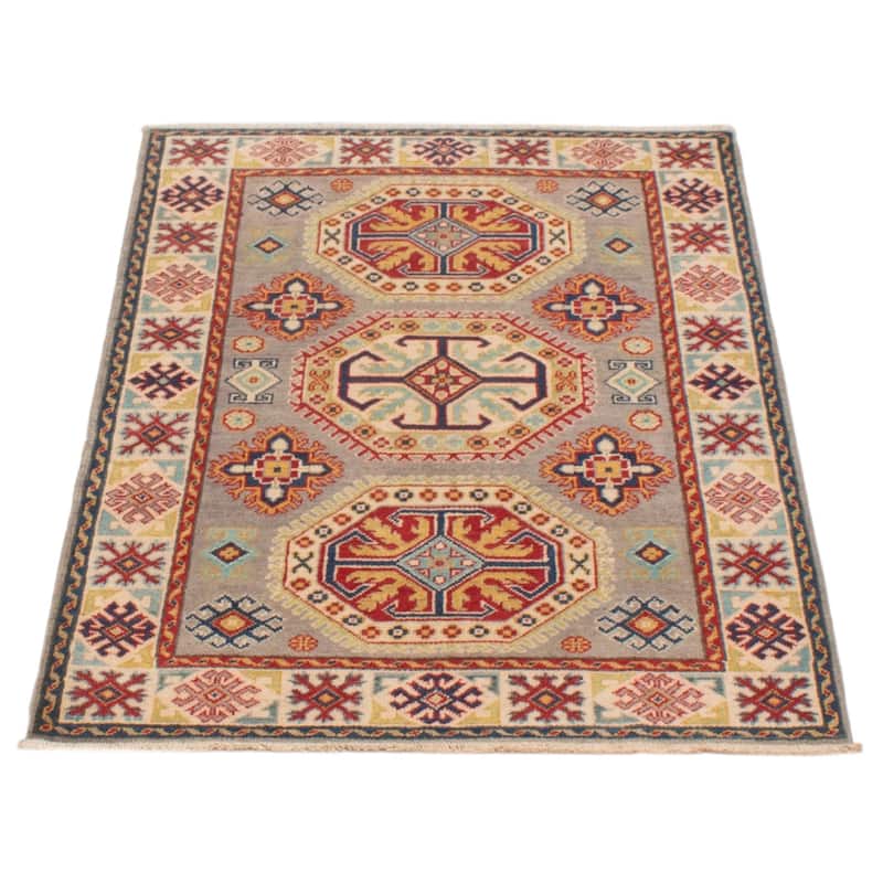 ECARPETGALLERY Hand-knotted Uzbek Ghazni Grey Wool Rug - 3'5 x 4'8