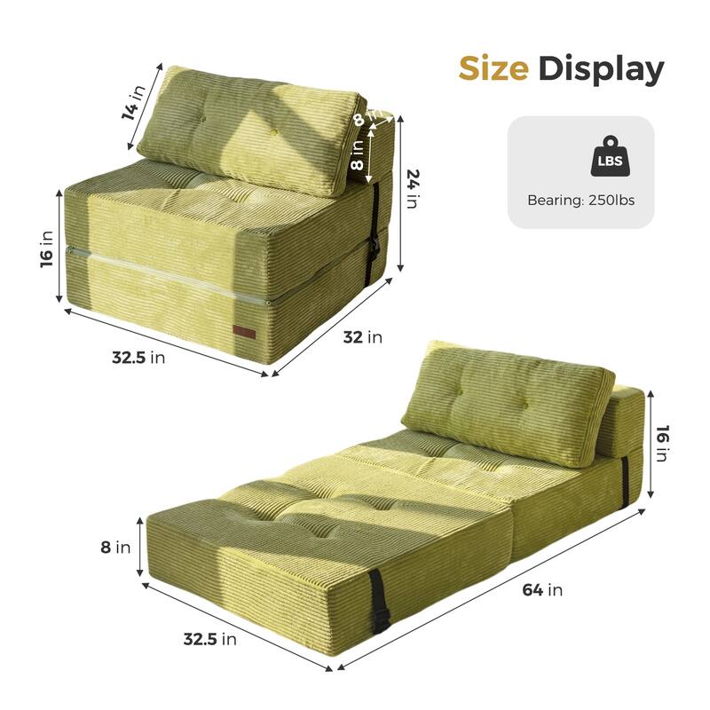 Corduroy Foam Folding Sofa Bed,6inch floor mattress