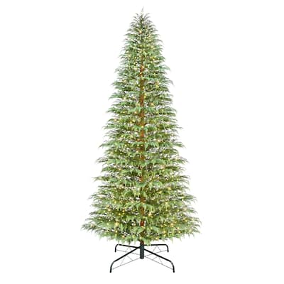 Puleo International 12' Pre-Lit Artificia Cypress Christmas PE Tree with LED Rice Lights