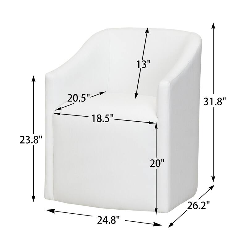 KINWELL 25" Performance Fabric Upholstered Rolling Dining Armchair