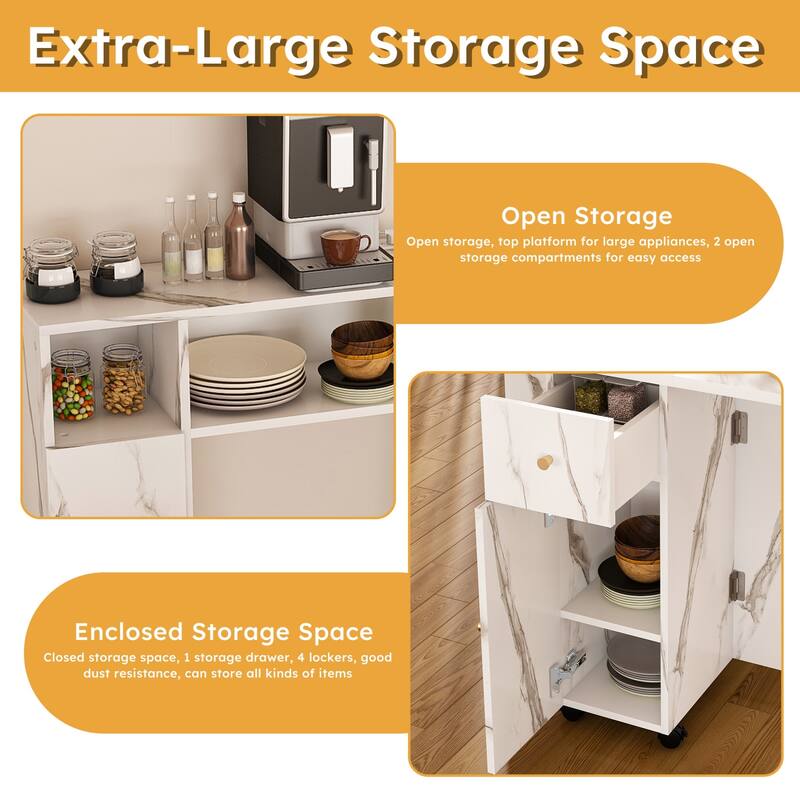 Multifunctional Folding Dining Table with Wall-Mounted Sideboard and Storage