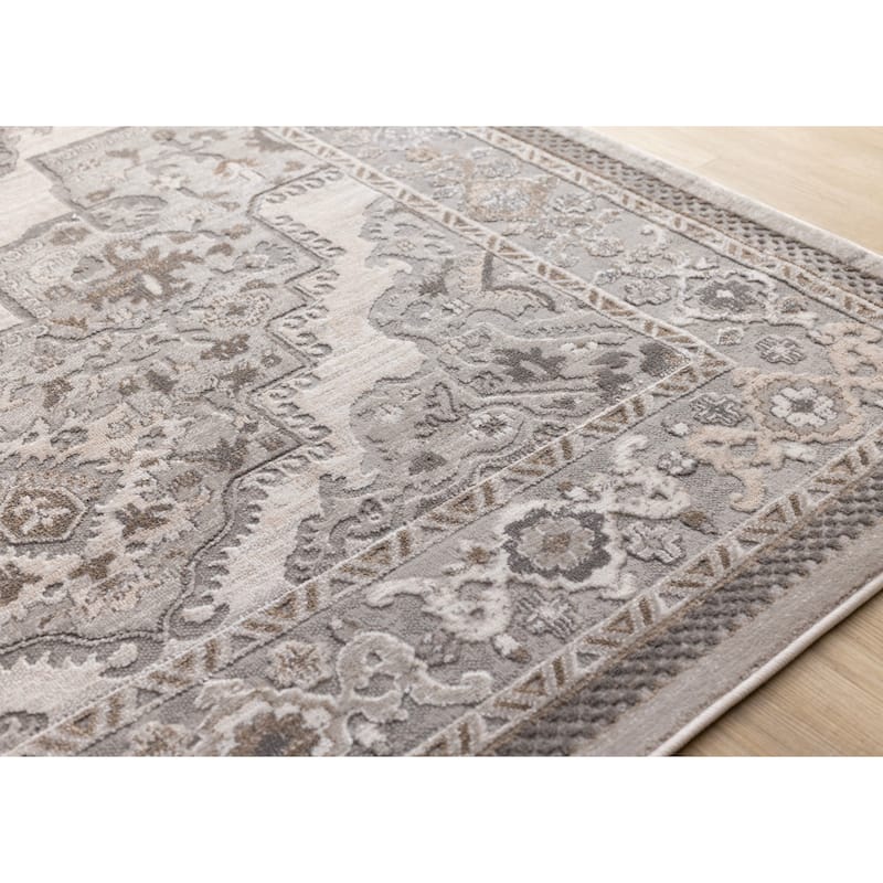 Taupe White Grey Beige Classic Elegant High-Traffic Rug