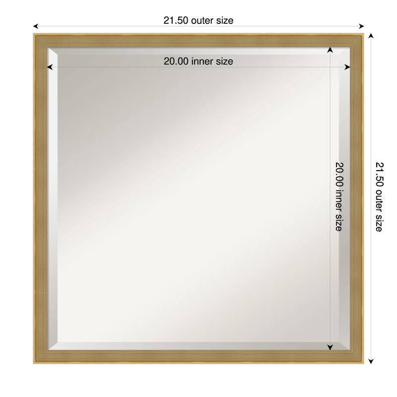 Incline Beveled Wood Framed Wall Mirror - 22 x 22 in - Incline Dark Gold